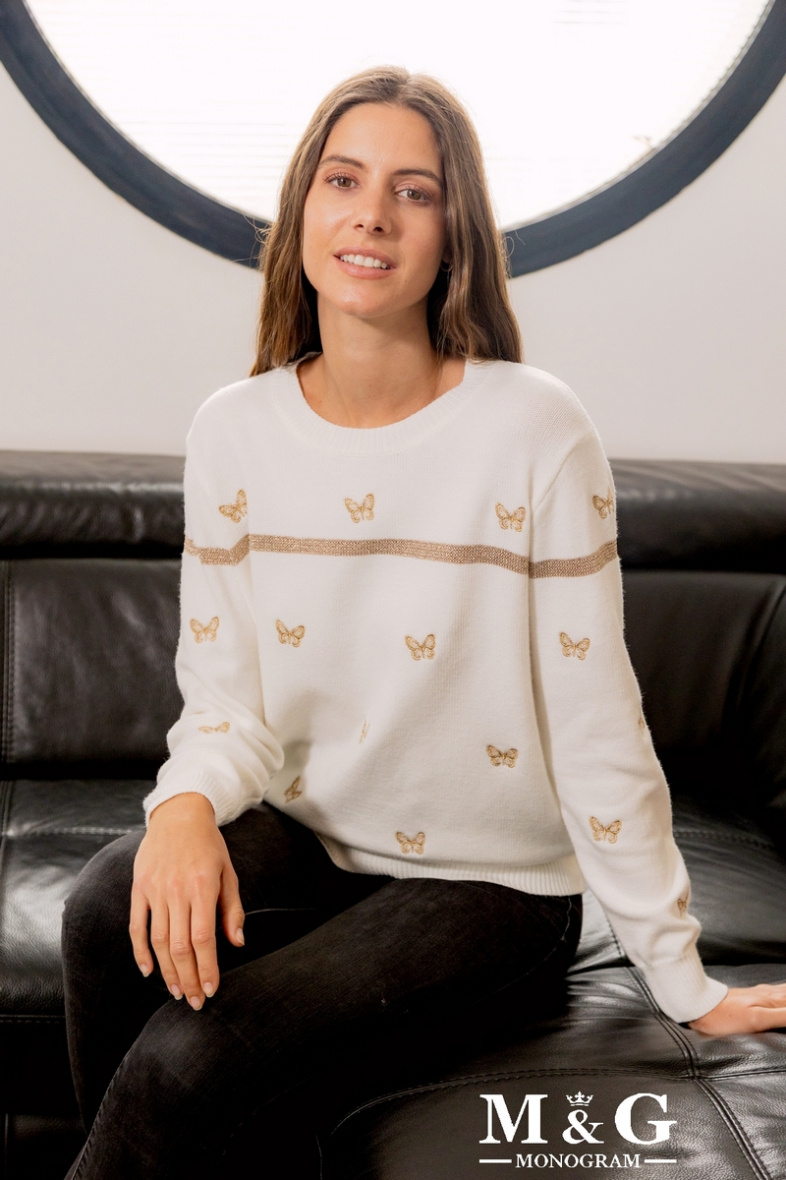 Grossiste M&G MONOGRAM - Pull avec papillons brodés en lurex