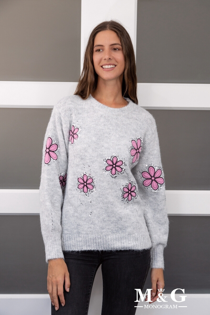 Grossiste M&G MONOGRAM - Pull avec fleurs brodées et sequins