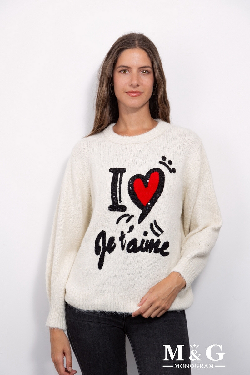 Grossiste M&G MONOGRAM - Pull avec motifs brodé et sequins "Je t'aime"