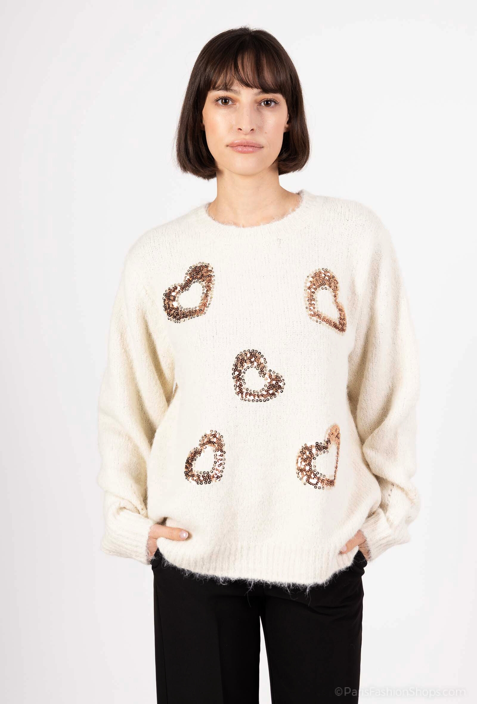 Grossiste M&G MONOGRAM - Pull avec cœurs brodés en sequins