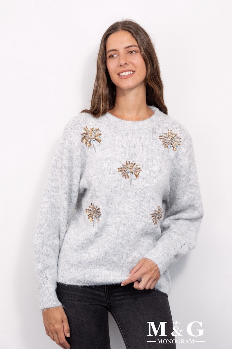 Grossiste M&G MONOGRAM - Pull "Palm Treez" brodé avec sequins