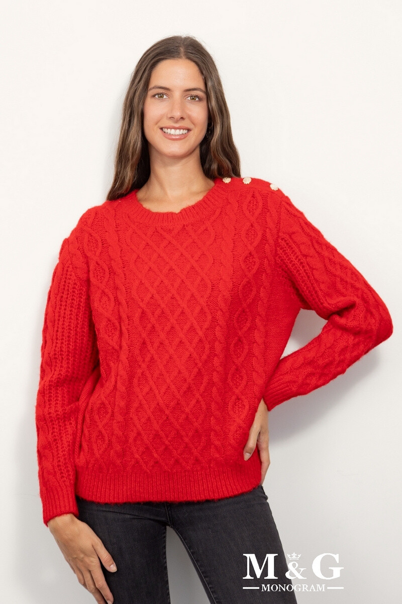 Grossiste M&G MONOGRAM - Pull à torsades avec boutons épaule