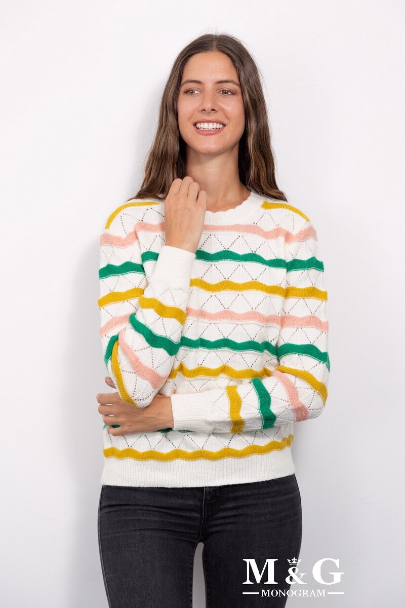Grossiste M&G MONOGRAM - Pull perforé à rayures