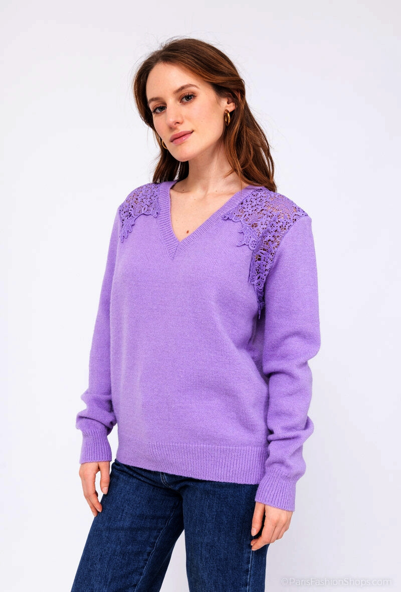 Grossiste M&G MONOGRAM - Pull col V avec dentelle