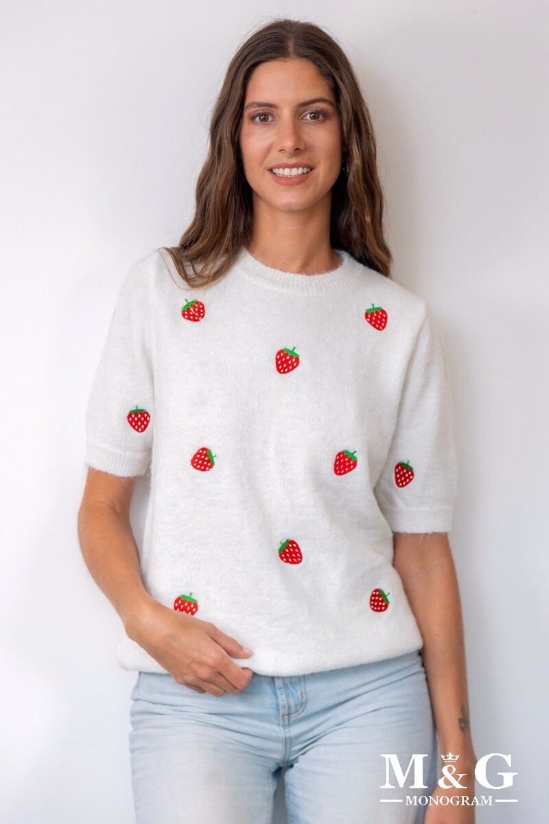 Grossiste M&G MONOGRAM - Pull manches courtes avec fraises brodées