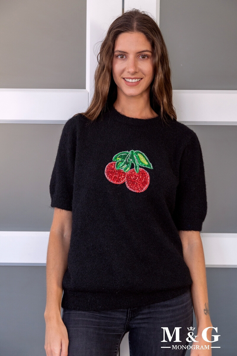 Grossiste M&G MONOGRAM - Pull manches courtes avec cerise en sequins