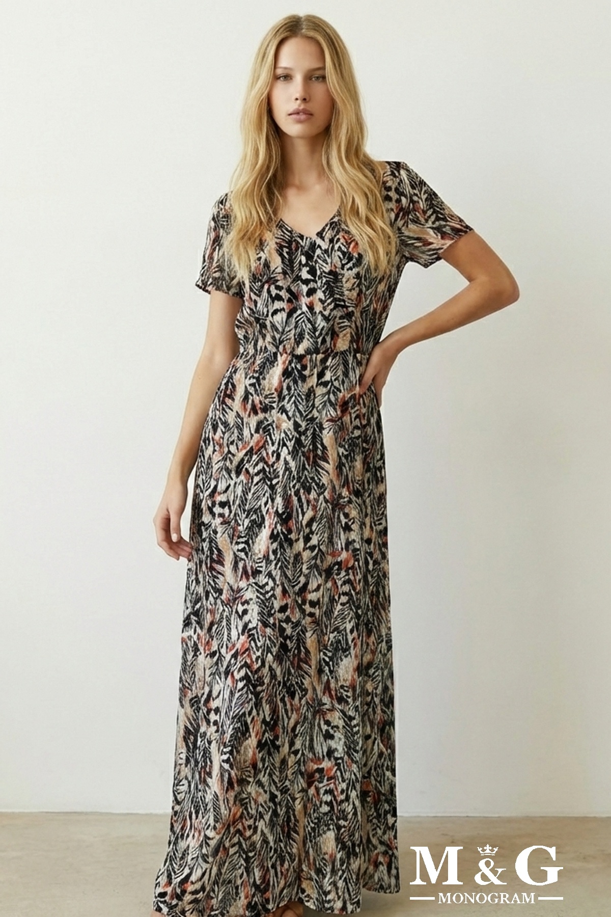 Wholesaler M&G MONOGRAM - Printed V-neck dress with shiny threads