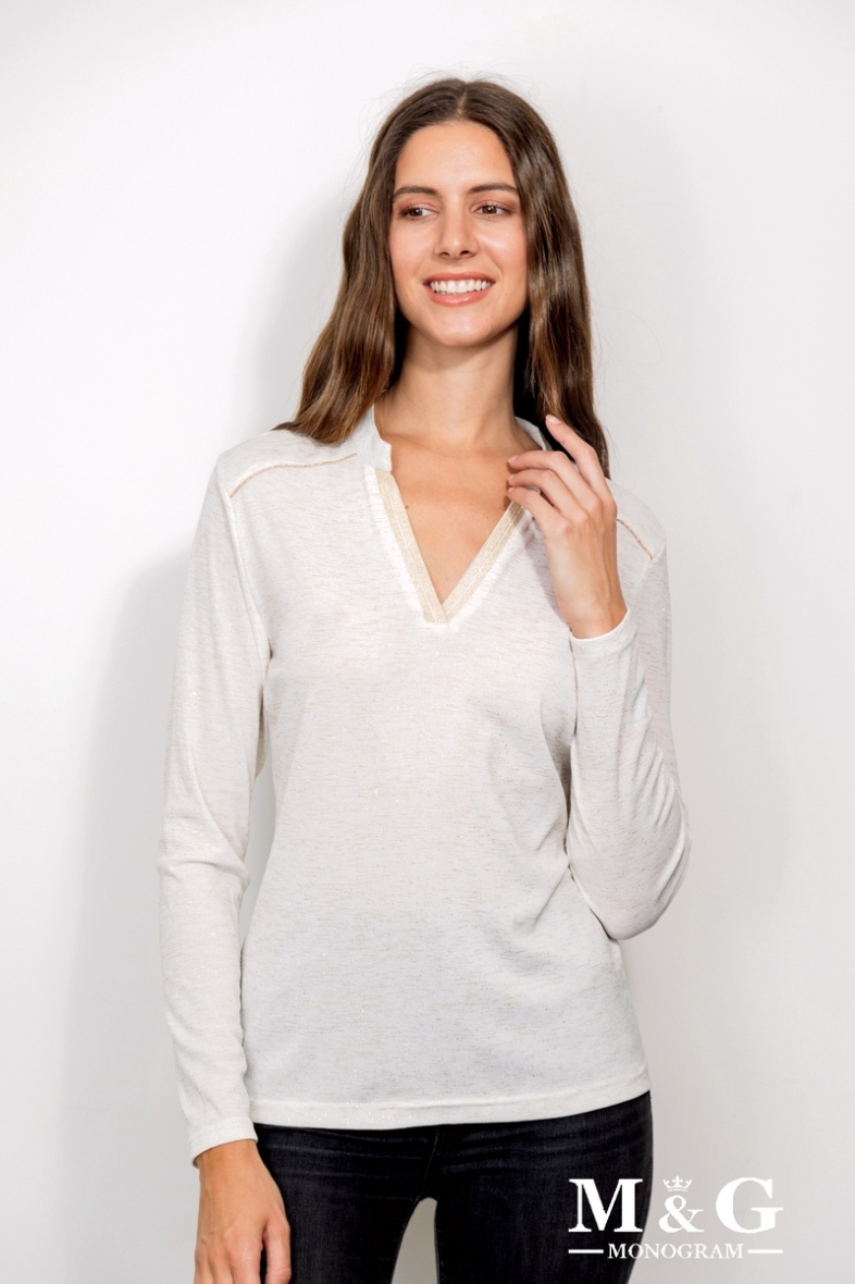 Grossiste M&G MONOGRAM - T-shirt col V avec fils brillants dorés