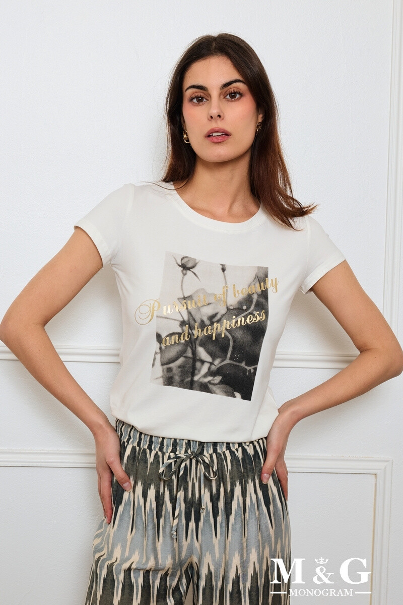 Grossiste M&G MONOGRAM - T-shirt à imprimé irisé avec Strass transparents