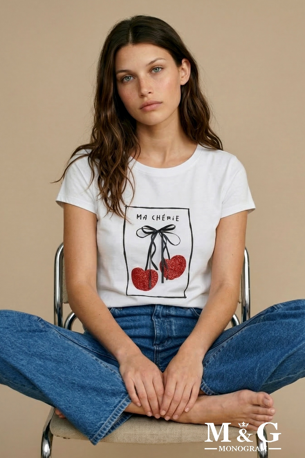 Grossiste M&G MONOGRAM - T-shirt en jersey de coton avec imprimé graphique « MA CHÉRIE » et cerises ?