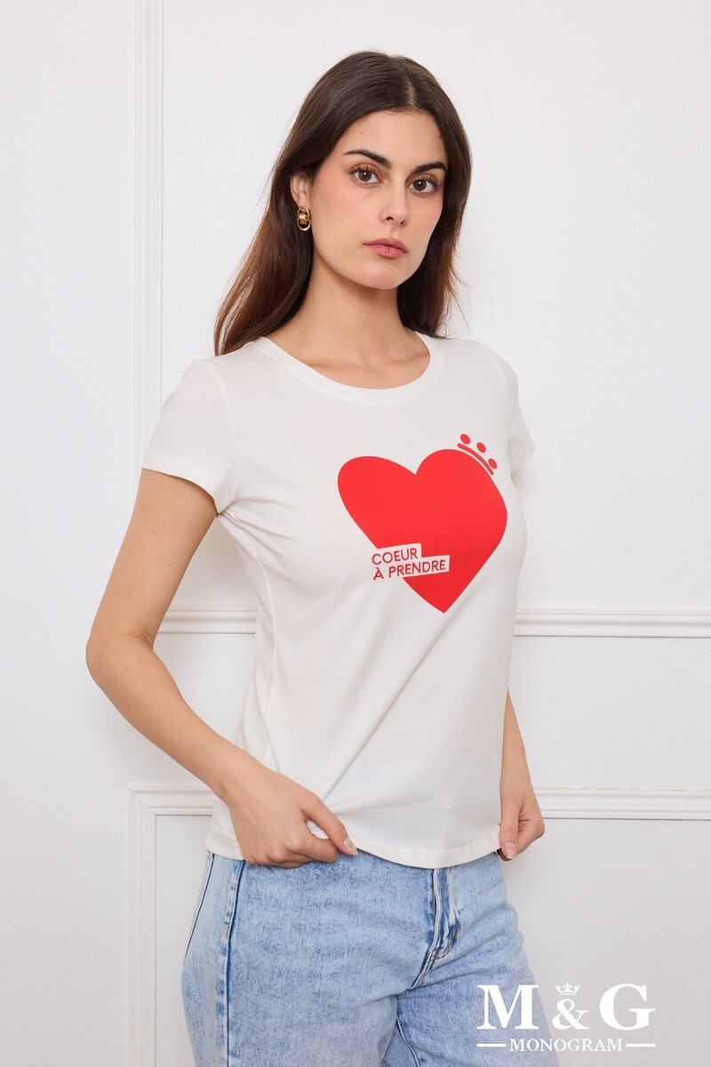 Grossiste M&G MONOGRAM - T-shirt à imprimé « CŒUR À PRENDRE » brodé