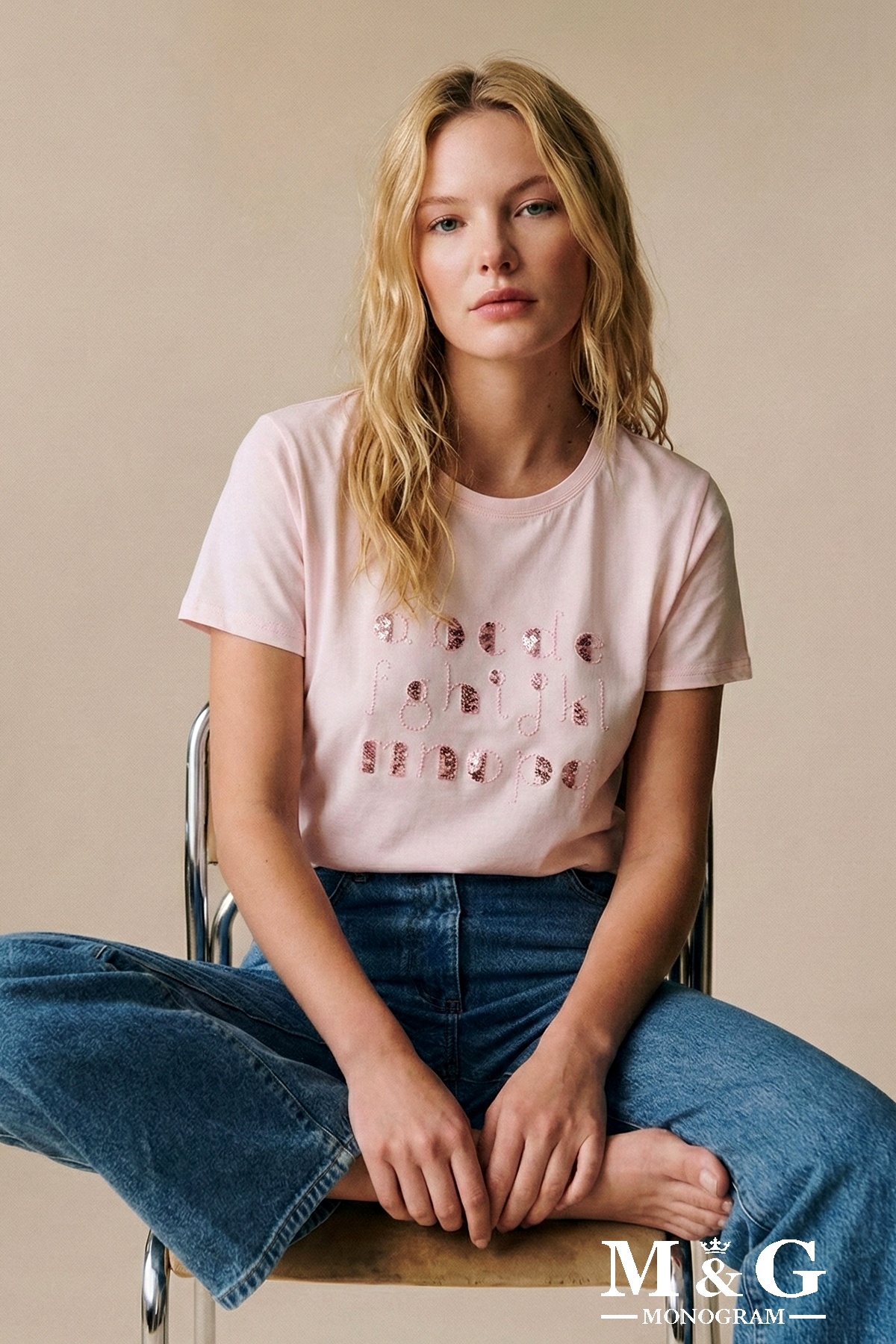 Wholesaler M&G MONOGRAM - Embroidered 'Alphabet' T-shirt with sequins