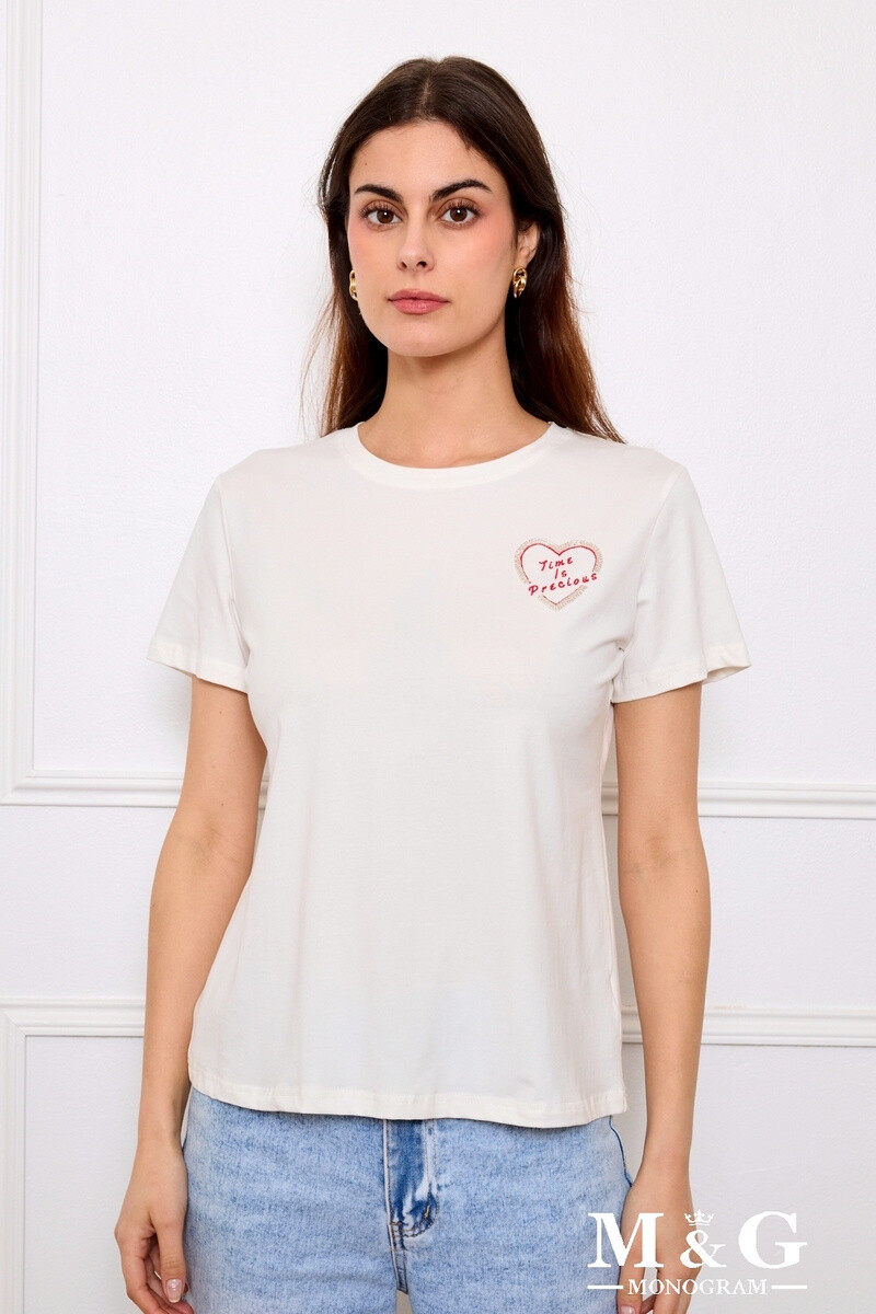 Grossiste M&G MONOGRAM - T-shirt brodé à perles « TIME IS PRECIOUS »