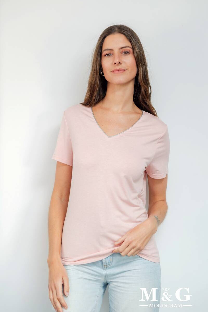 Grossiste M&G MONOGRAM - T-shirt col V avec liseré argenté