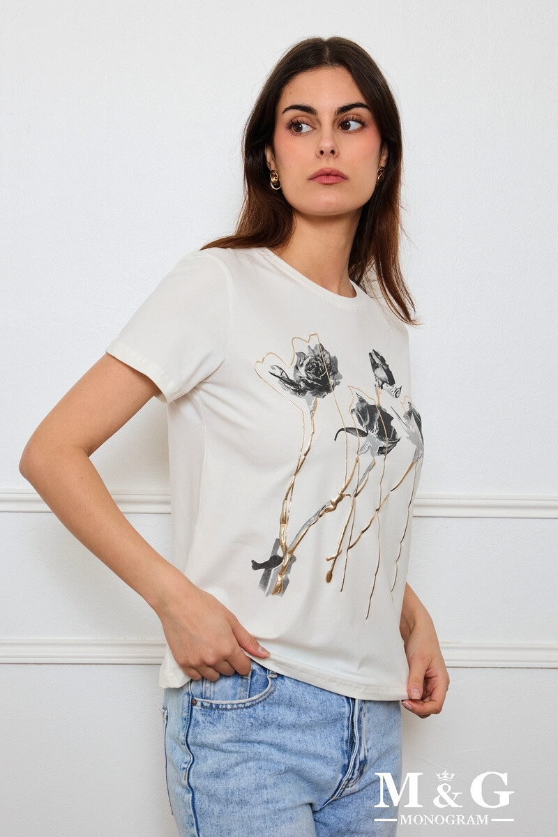 Grossiste M&G MONOGRAM - T-shirt à imprimé fleuri 3D irisé