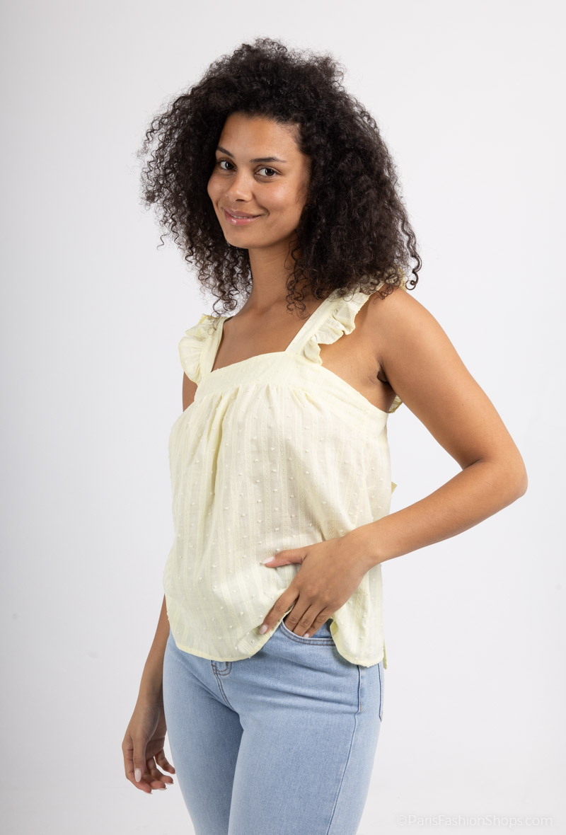 Grossiste M&G MONOGRAM - Top Coton plumetis avec nœud au dos