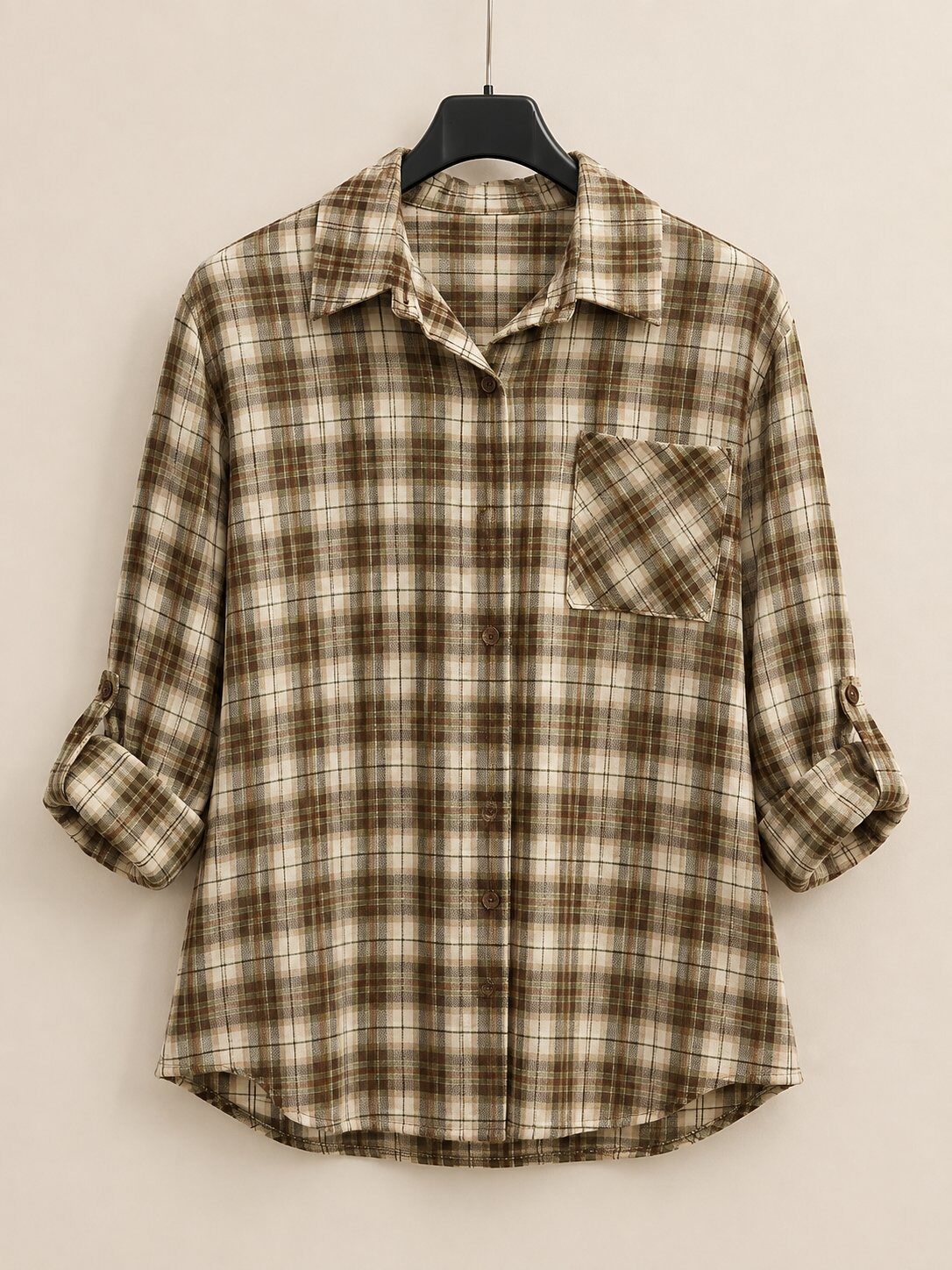 Wholesaler M&G Pronto Moda - Oversized Checkered Shirt with Chest Pocket and Adjustable Sleeves