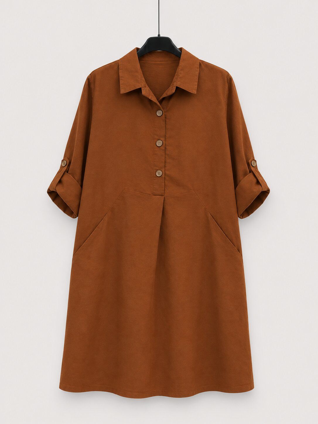 Wholesaler M&G Pronto Moda - Corduroy shirt dress with adjustable sleeves