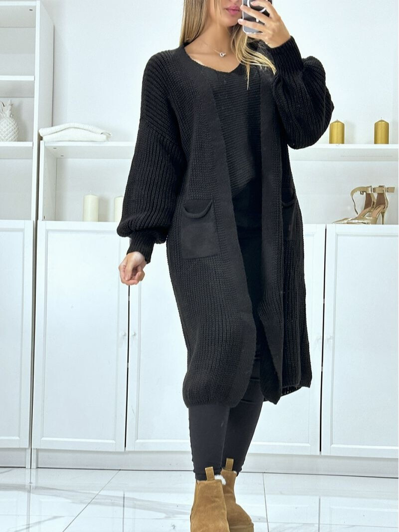 Großhändler M.L Style - Lange Strickjacke aus Strick
