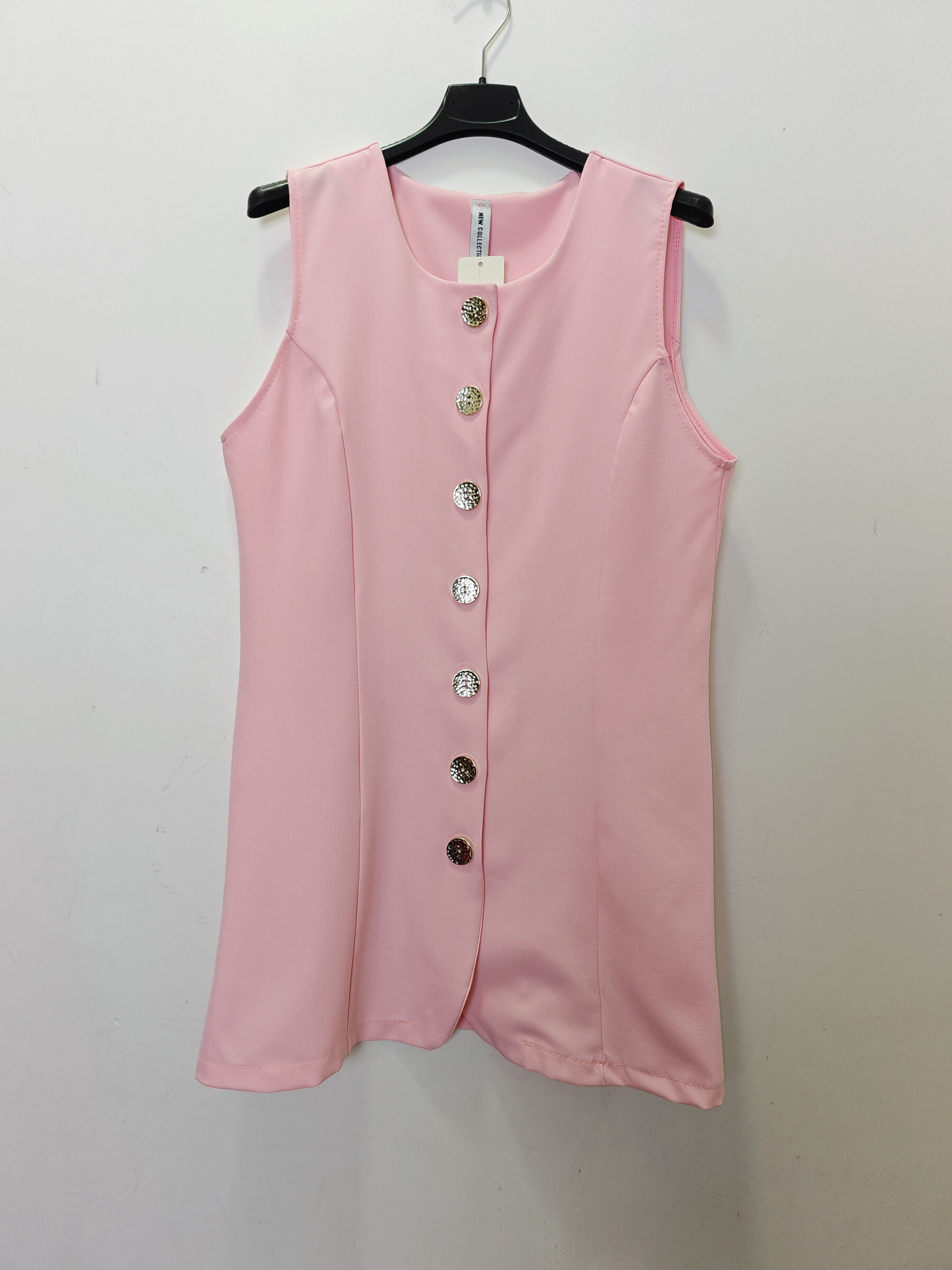 Grossiste M.L Style - Gilet robe longue avec boutons dorée