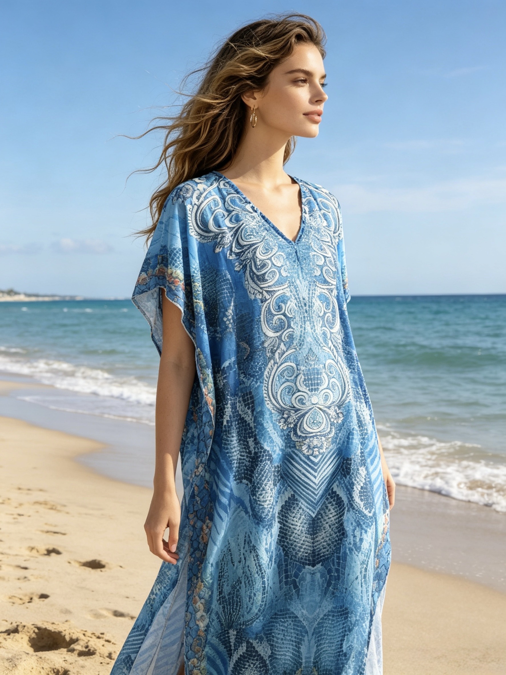 Grossiste M&P Accessoires - Robe de plage longue fluide imprimé