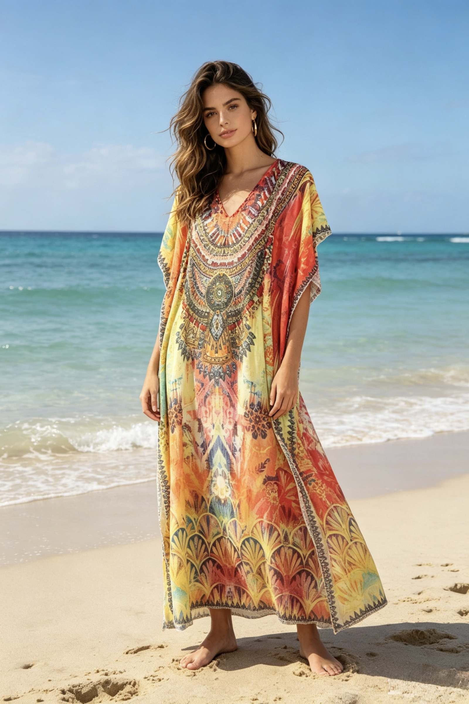 Grossiste M&P Accessoires - Robe de plage longue fluide imprimé