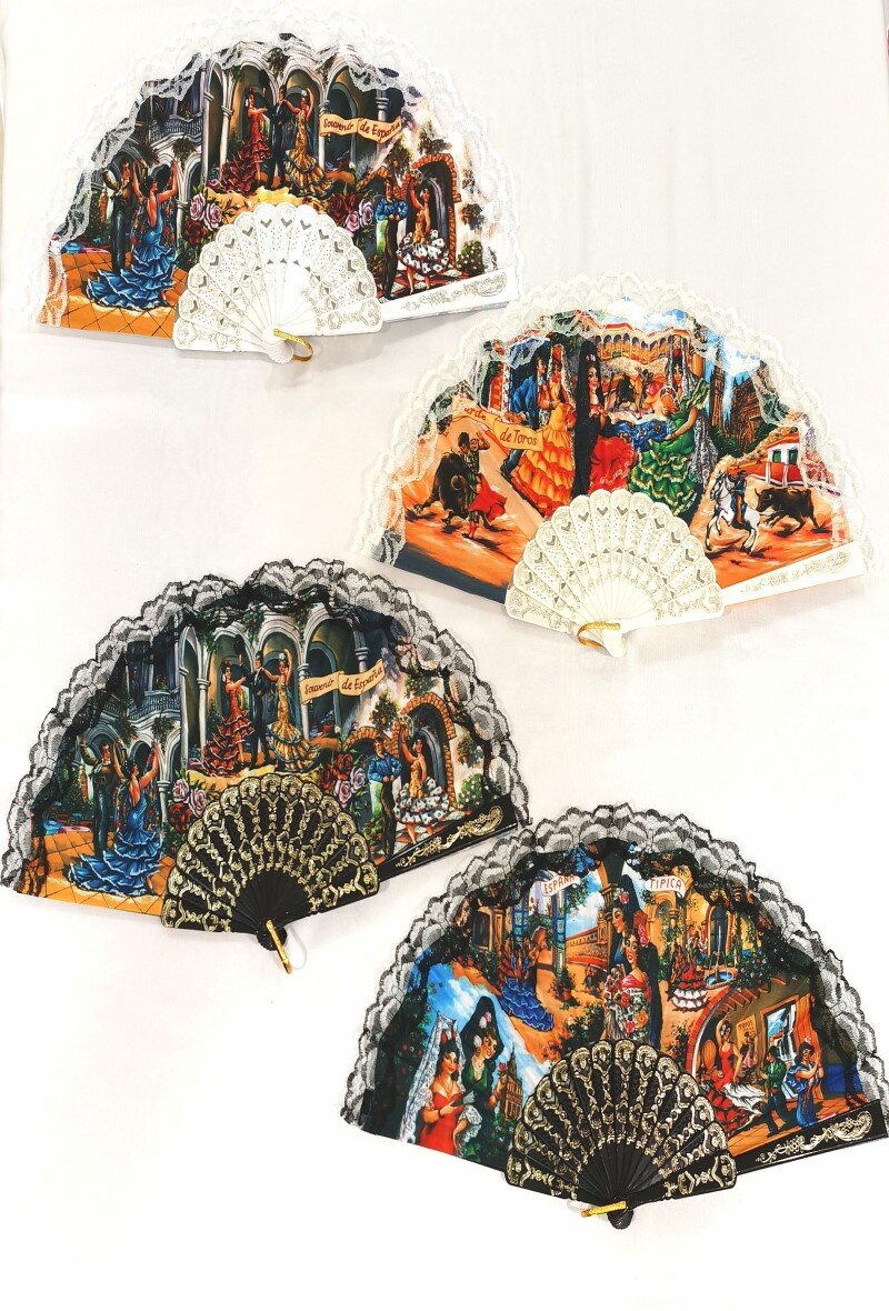 Mayorista M&P Accessoires - Abanico de tela de plástico y encaje
