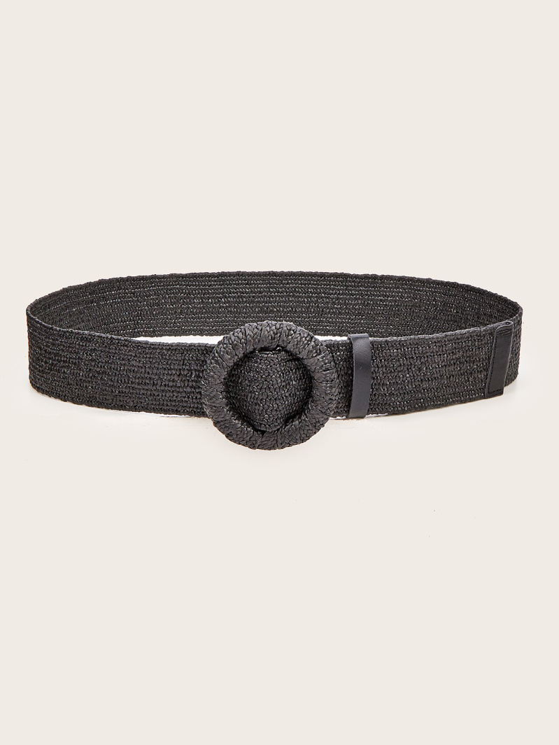 Mayorista M&P Accessoires - Cinturón elástico de rafia con hebilla redonda