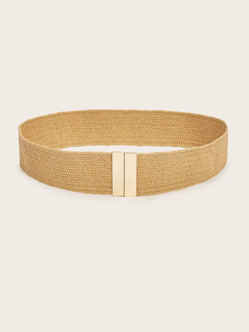 Grossiste M&P Accessoires - Ceinture élastique raphia avec boucle dorée