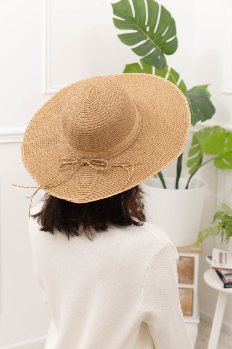 Wholesaler M&P Accessoires - Bohemian straw hat bow knot