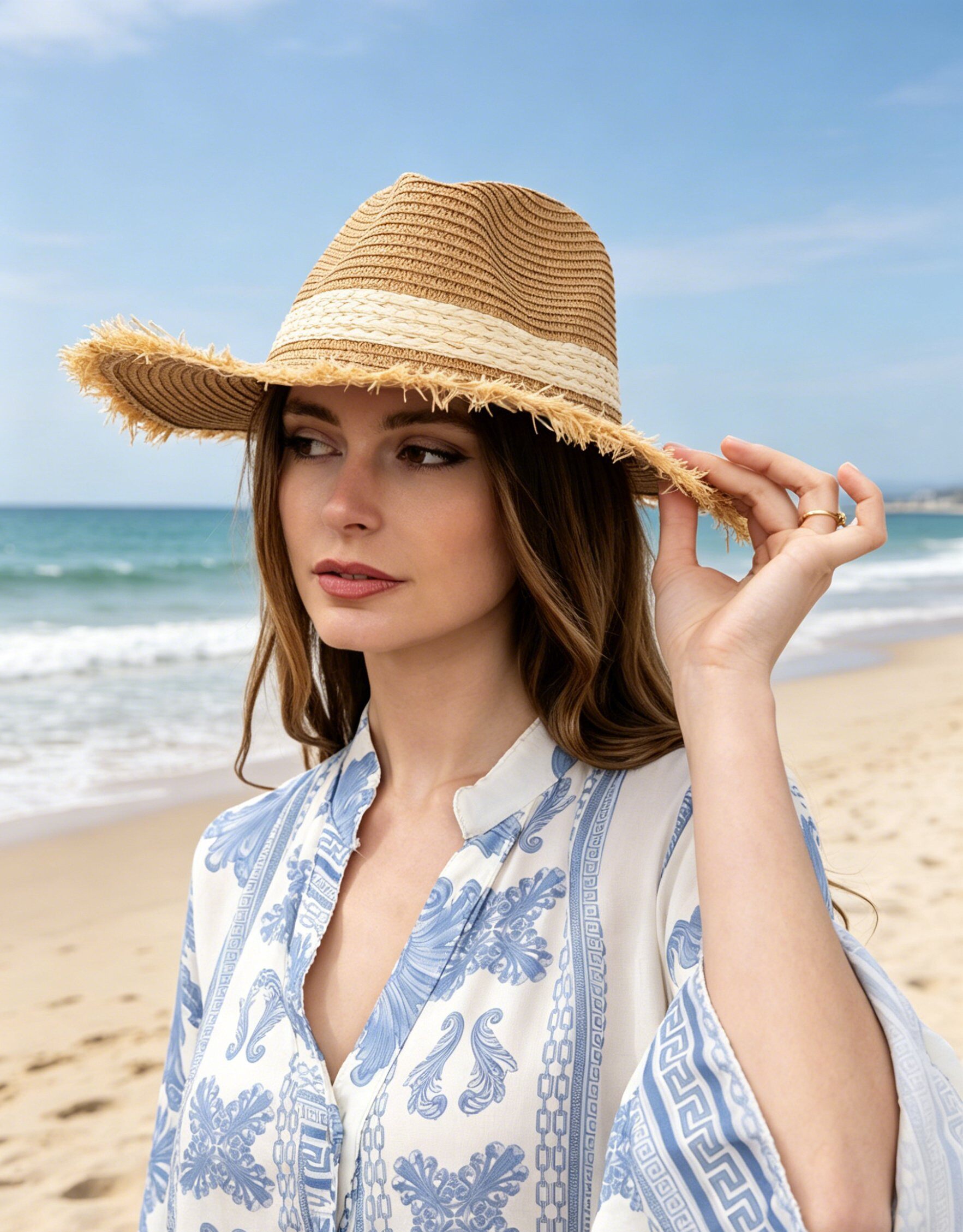 Wholesaler M&P Accessoires - Straw-look hat with braided ribbon in raw raffia effect