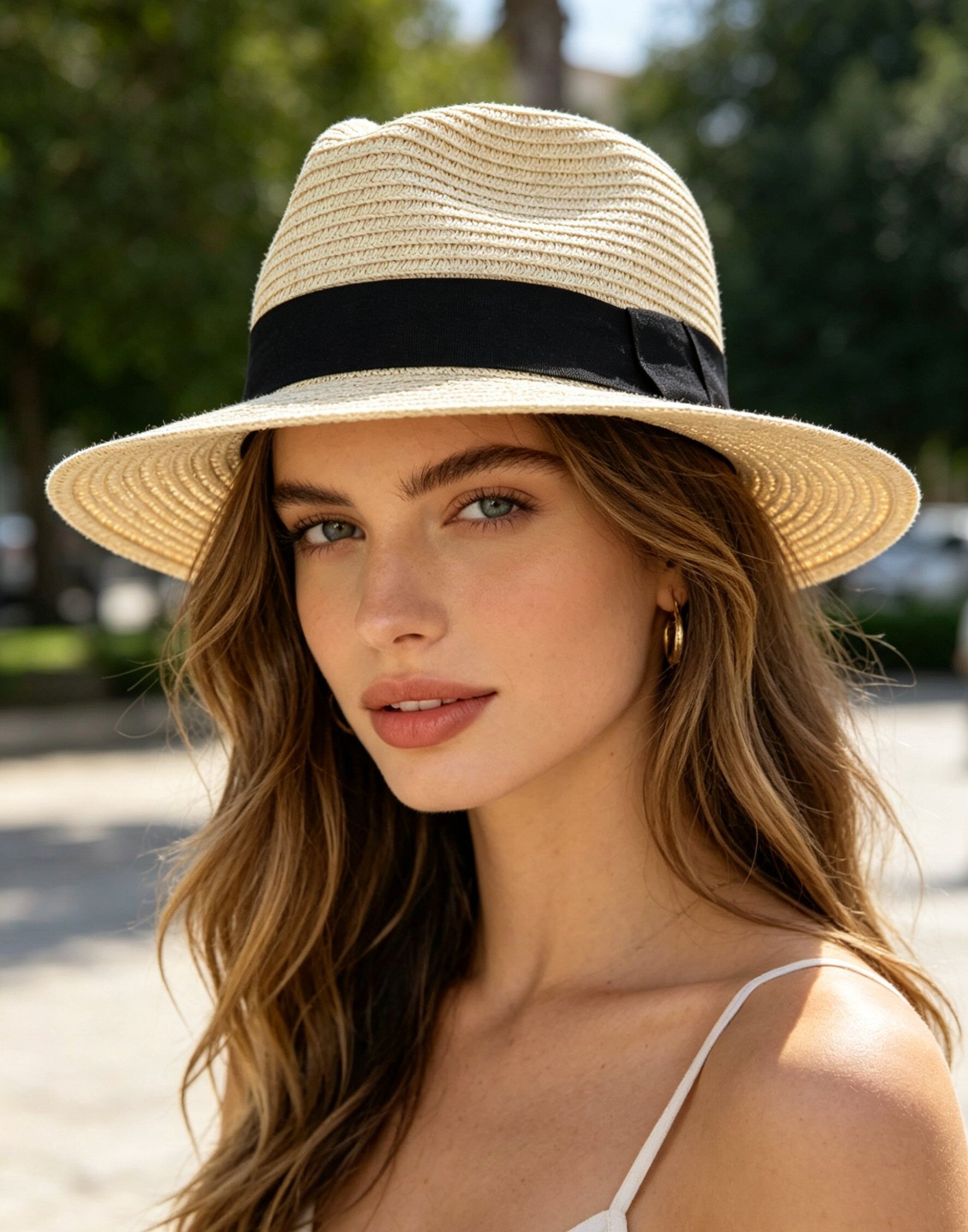 Grossiste M&P Accessoires - Chapeau panama classique imitation paille ruban noir