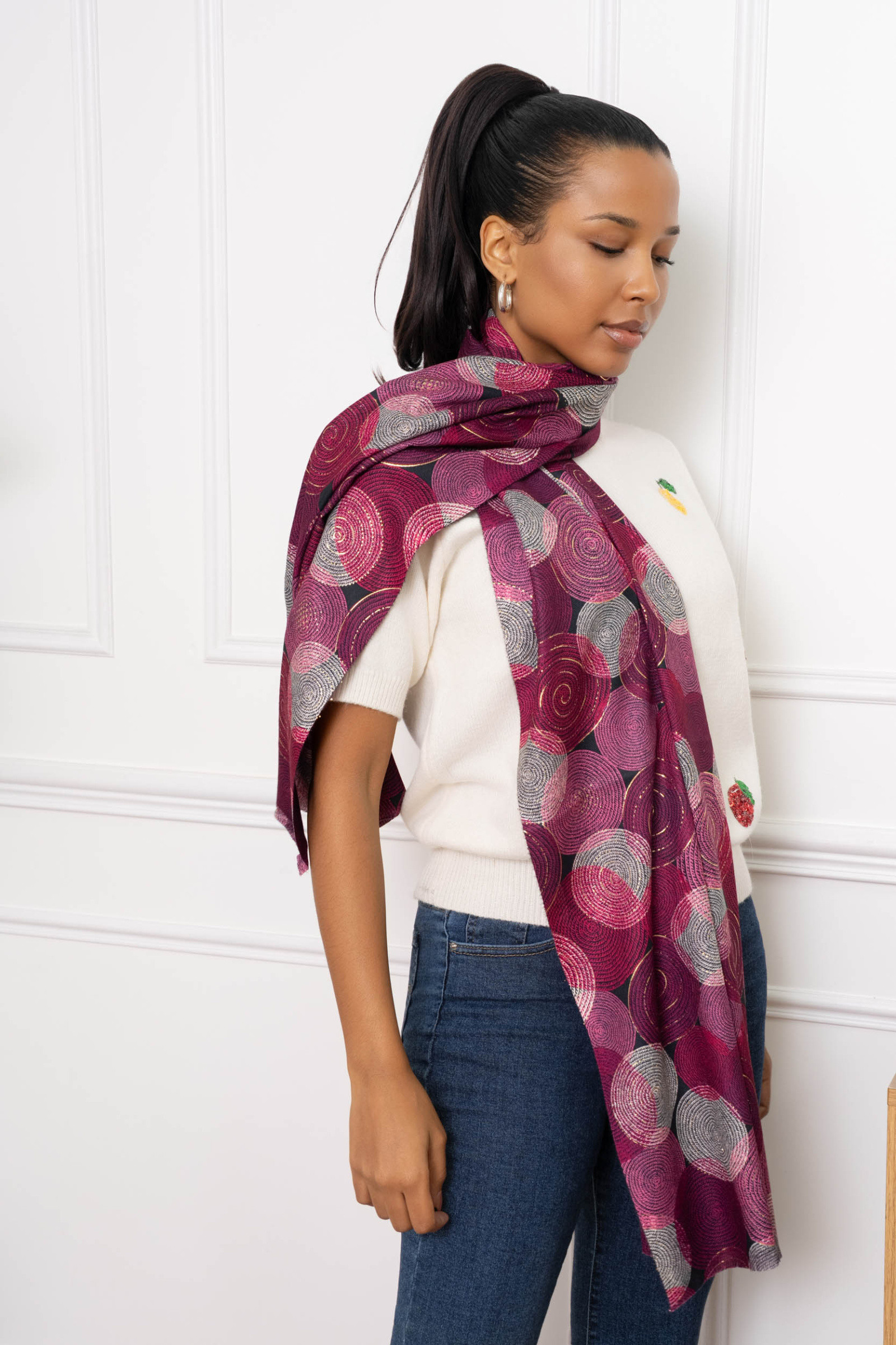 Wholesaler M&P Accessoires - Soft geometric print scarf with gilding