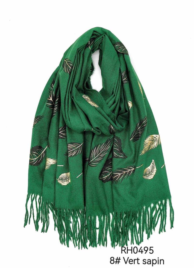 Wholesaler M&P Accessoires - Feather pattern scarf with gilding