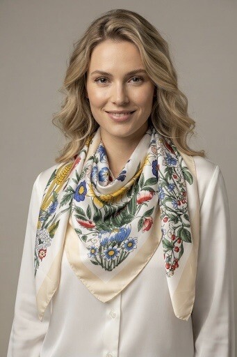 Grossiste M&P Accessoires - Foulard châle carré 130*130 cm imprimé