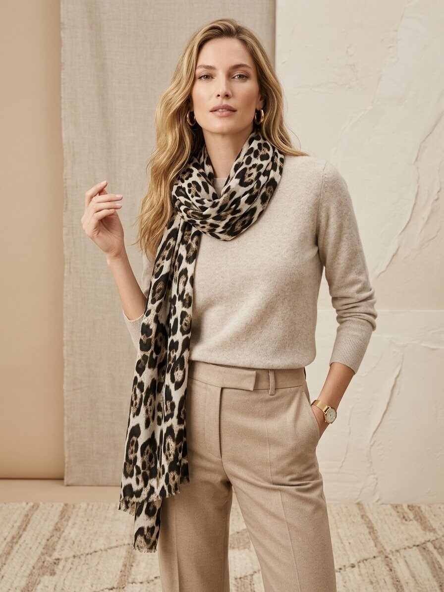 Grossiste M&P Accessoires - Écharpe douce hiver imprimé animalier léopard