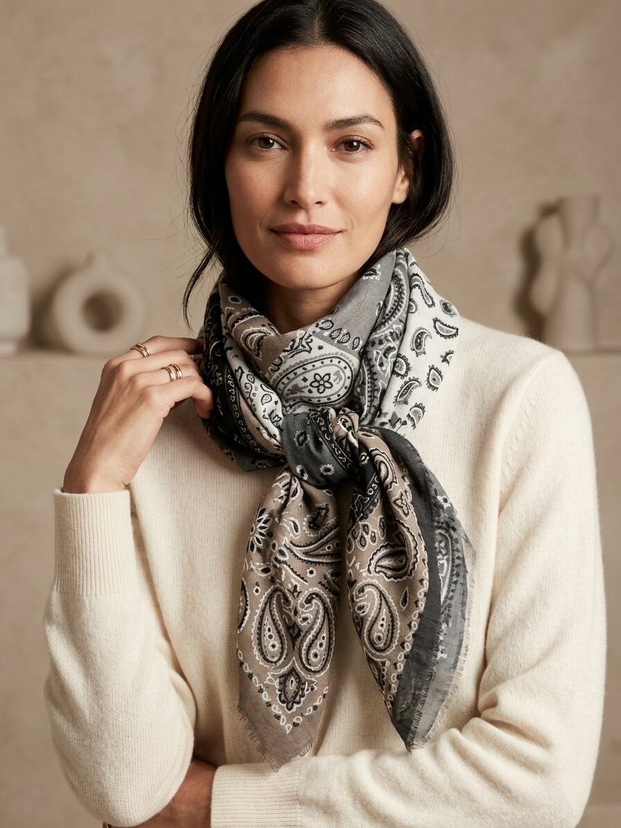 Großhändler M&P Accessoires - 110cm quadratisches Tuch mit Paisley-Bandana-Muster
