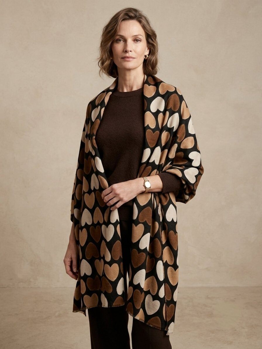 Großhändler M&P Accessoires - Weicher Winterschal mit Leoparden-Herz-Print