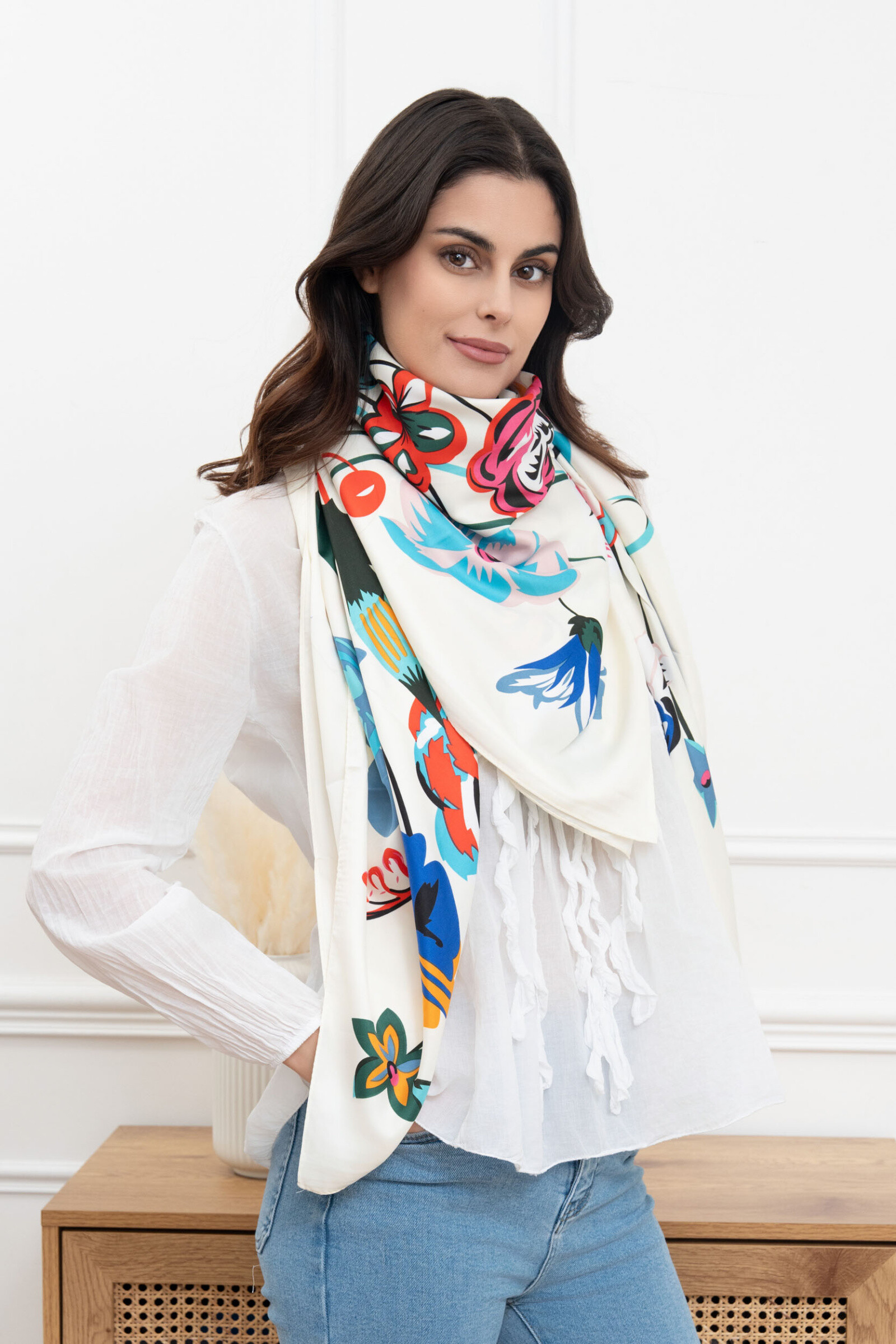 Mayorista M&P Accessoires - Pañuelo chal cuadrado 130*130 cm estampado