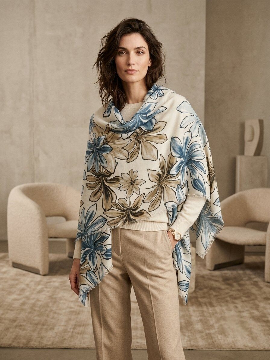 Großhändler M&P Accessoires - Weicher Winterschal mit Blumenmuster