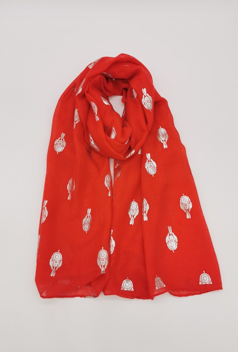 Wholesaler M&P Accessoires - Silver or gold printed scarf with dreamcatcher pattern