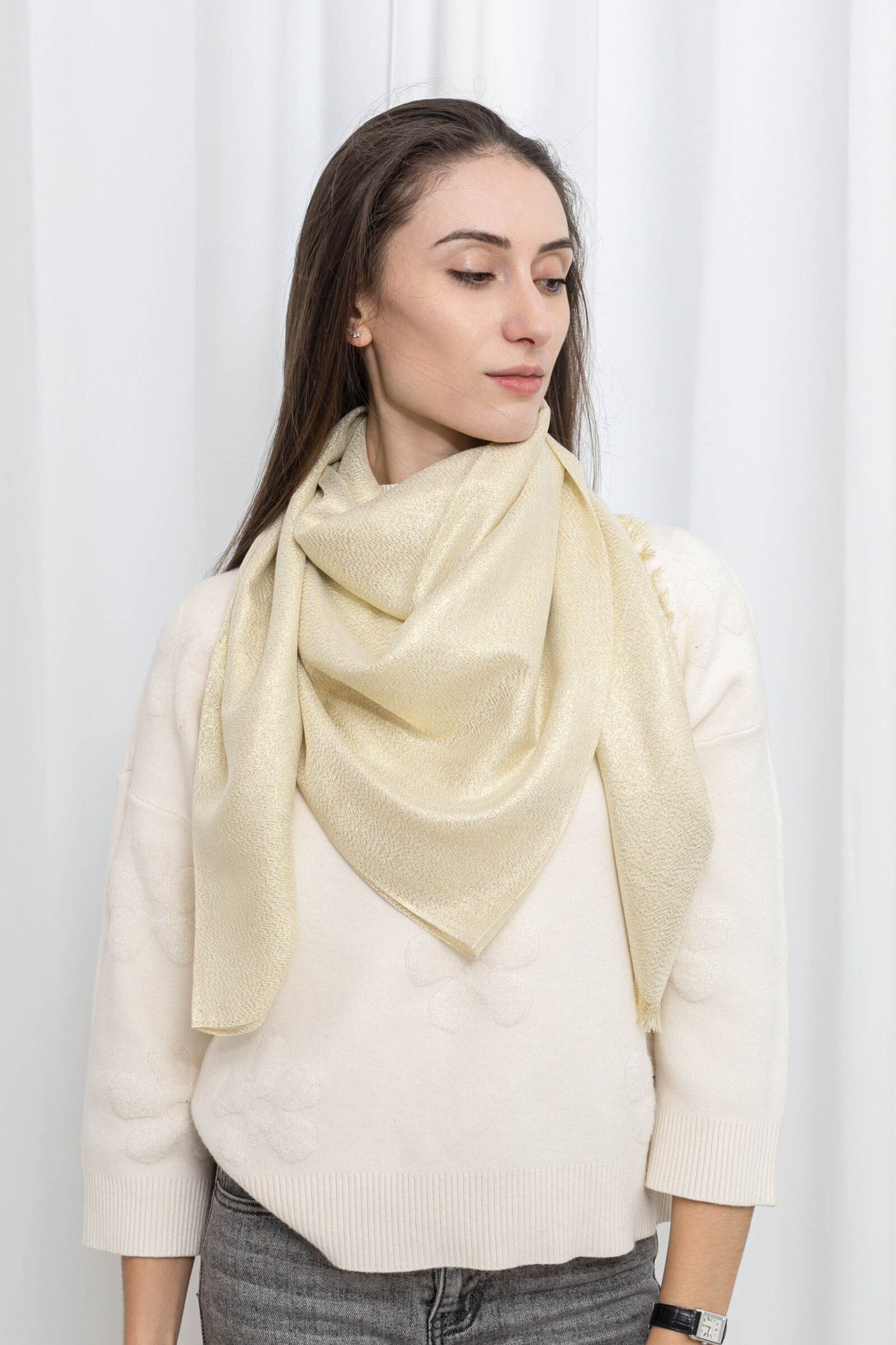 Wholesaler M&P Accessoires - Shiny evening shawl silver or gold 200*100 CM