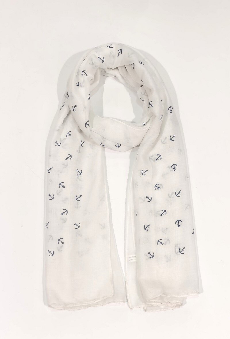 Großhändler M&P Accessoires - Bedruckter Schal mit kleinem Anker-Marinemotiv