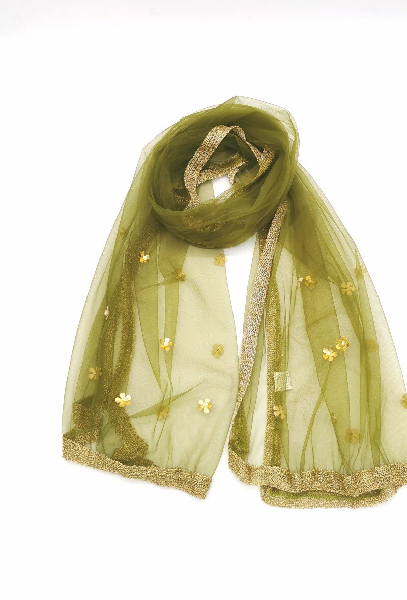 Großhändler M&P Accessoires - Abend-/Hochzeits-/transparenter Schal mit Blumen und Perlen