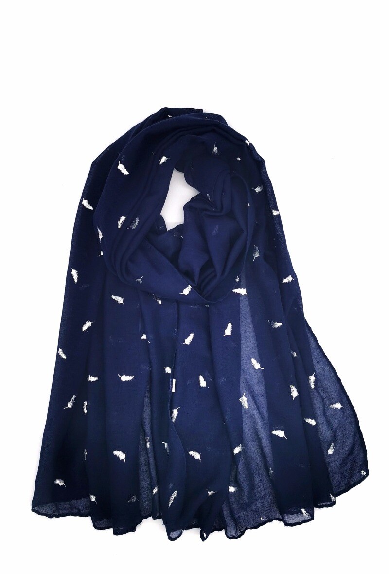 Grossista M&P Accessoires - Sciarpa stampata con motivo di piccole piume brillanti