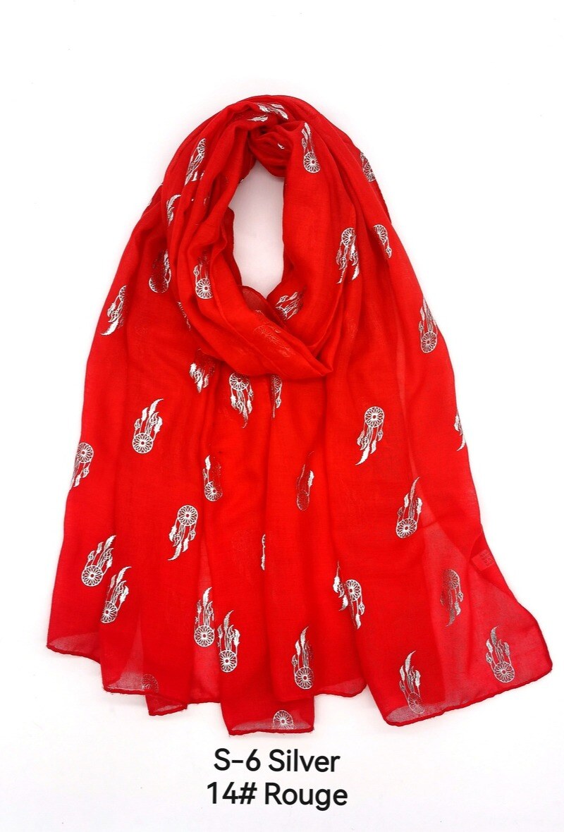 Wholesaler M&P Accessoires - Shiny silver printed scarf with dream catcher pattern