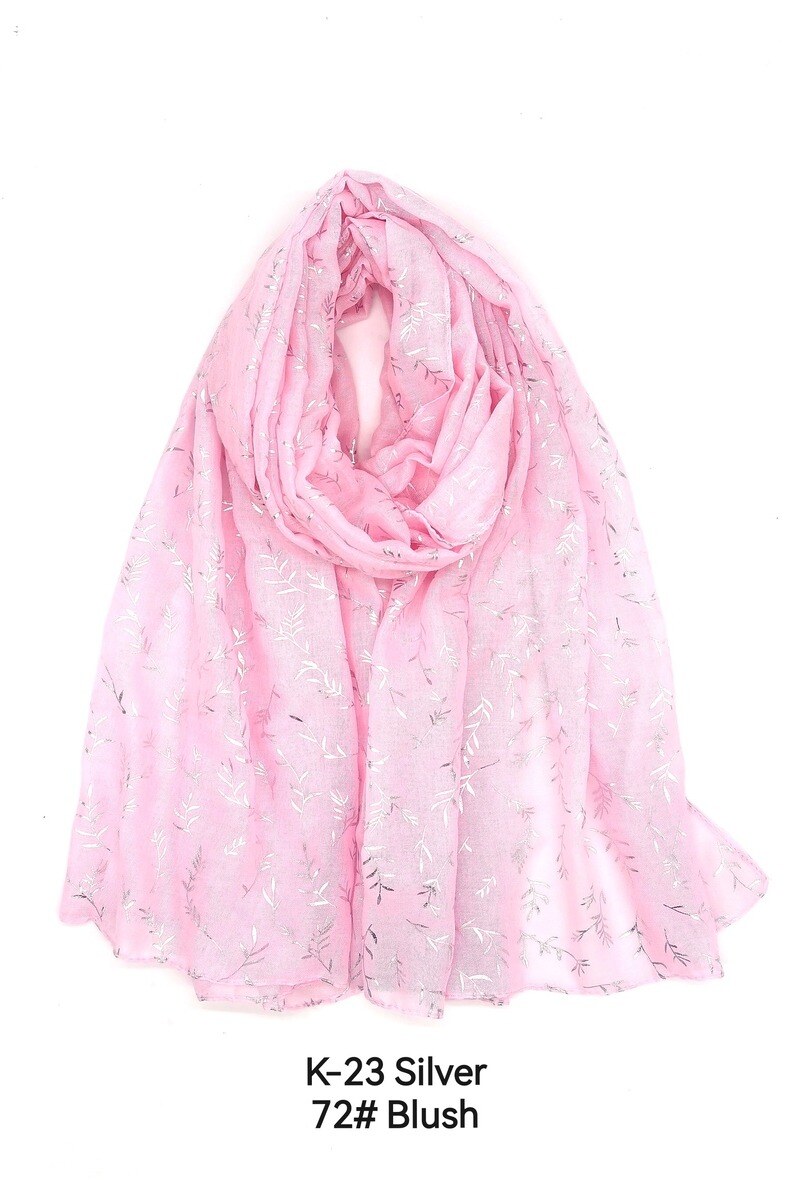 Wholesaler M&P Accessoires - Shiny gold printed scarf with leaf pattern