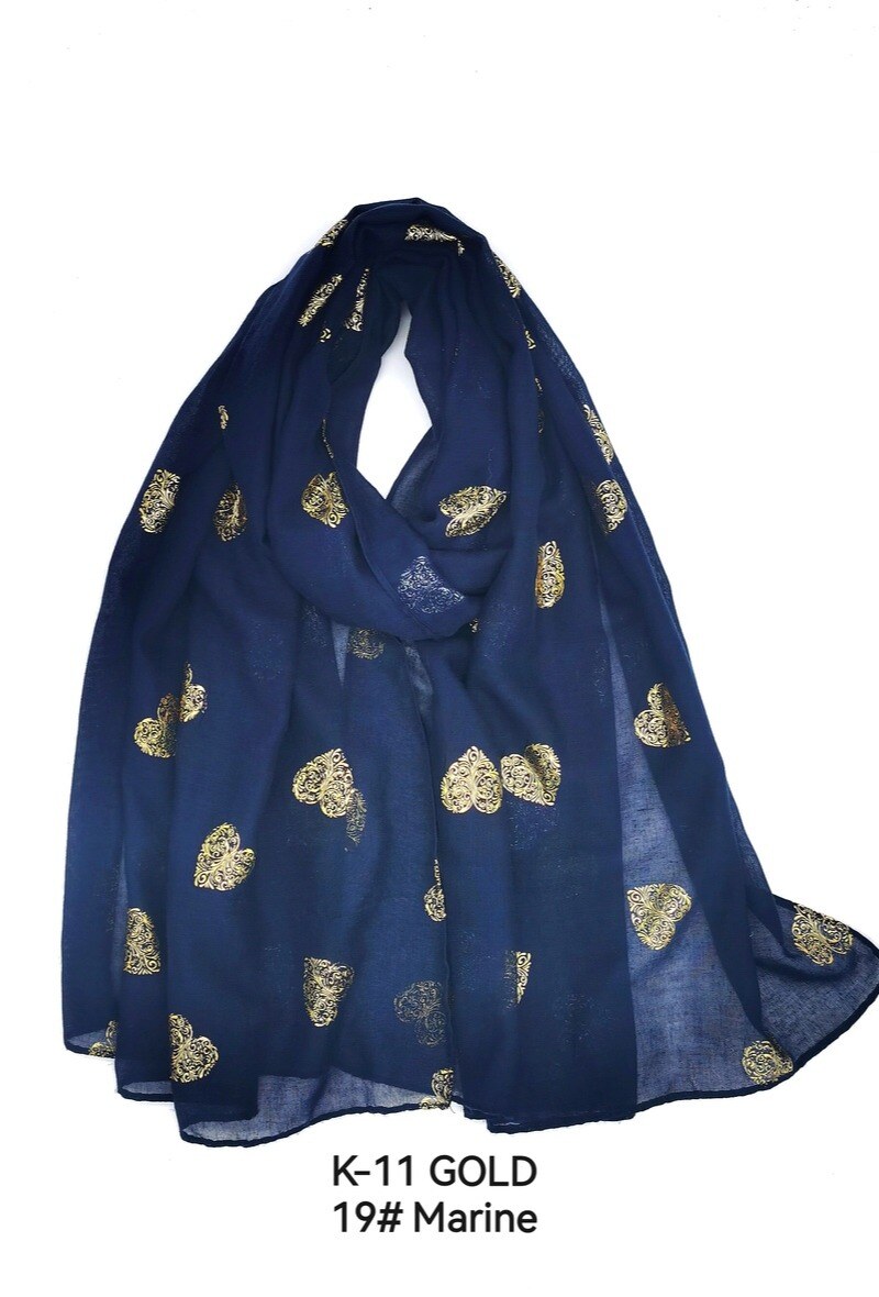 Grossiste M&P Accessoires - Foulard imprimé brillant doré motif cœur