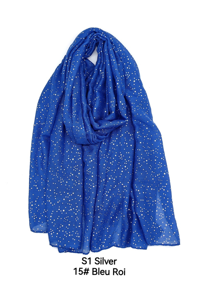 Wholesaler M&P Accessoires - Shiny silver printed scarf with star pattern