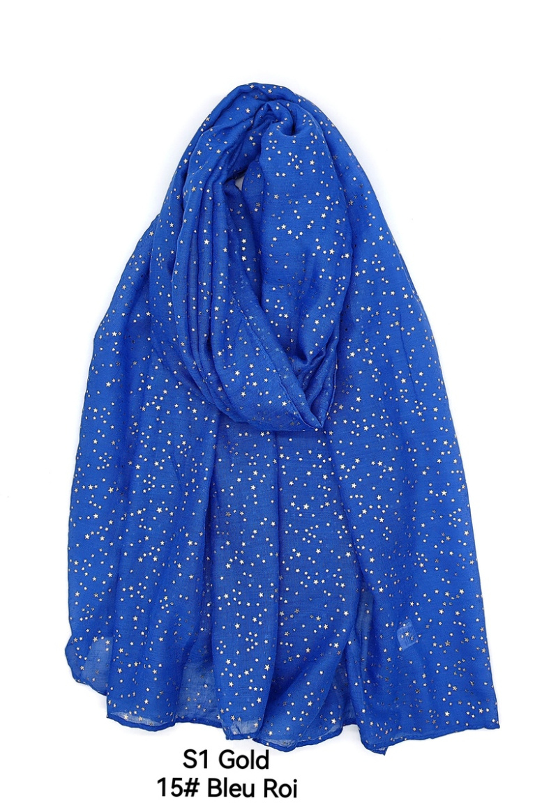 Wholesaler M&P Accessoires - Shiny golden printed scarf with star pattern